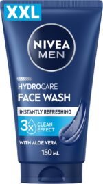 NIVEA MEN Hydrocare Face Wash XXL (150ml), Purifying Face Wash for Men, Cleanser Gel with Aloe Vera and Pro-Vitamin B5, For Hydrated & Refreshed Skin, Daily Men's Skin Care - Image 2