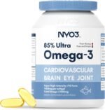 NYO3 Omega 3 Fish Oil 2000mg with 800mg EPA & 600mg DHA, 85% High-Potency Omega 3,Essential Fatty Acids Support Heart, Brain & Joint Health,No Fishy Aftertaste,Non-GMO,60 Capsule - Image 2