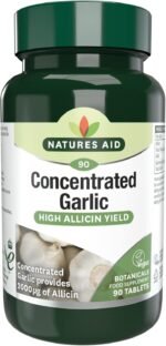 Natures Aid Concentrated Garlic 2000µg - 90 Tablets - High Strength Cold Pressed Allicin & Aliin Supplement - Support Heart Health & Circulation - Vegan Vegetarian Gluten Free Not Capsules or Gummies - Image 2