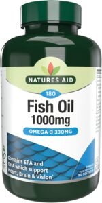 Natures Aid Fish Oil 1000mg – High Strength Omega-3 Supplement – Pure EPA & DHA – Supports Heart, Brain, Vision & Joint Health – Non-GMO – No Artificial Additives – 180 Capsules - Image 2