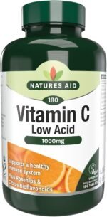 Natures Aid Low Acid Vitamin C 1000mg – High Strength Immune Support, Antioxidant Protection – Gentle on Stomach – Supports Collagen, Skin, Energy & Iron Absorption – Vegan - 180 Tablets - Image 2