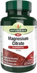 Natures Aid Magnesium Citrate 750mg with Vitamin B6 – High Absorption Vegan Capsules – Supports Muscle, Nerve & Bone Health and Stress Relief – Non-GMO, Gluten-Free – 60 Capsules - Image 2