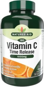 Natures Aid Vitamin C 1000mg Time Release - High Strength with Bioflavonoids - Supports Immunity, Bones & Heart - Antioxidant - Vegan, Gluten-Free, Non-GMO Supplement – 180 Tablets - Image 2