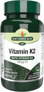 Natures Aid Vitamin K2 100mcg with Vitamin D3 – High Strength MenaQ7 Formula – Supports Bone Strength, Calcium Absorption, Muscle Function – Vegan, Gluten Free, Non-GMO – 30 Capsules - Image 2