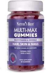 Nature’s Best Multi-Max Multivitamin Gummies for Hair, Skin & Nails - with Biotin, Zinc & Vitamin C - Raspberry Flavour - 60 Gummies (60 Day Supply) - Image 2