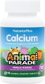 NaturesPlus Animal Parade Children's Calcium Sugar-Free - Chewable Calcium and Magnesium Formula for Kids - Vanilla Sundae Flavour, Vegan, Gluten Free - 90 Animal Shaped Tablets - Image 2