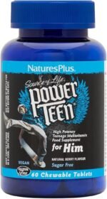 NaturesPlus Power Teen for Him - Tasty Plant Based Chewable Multi Vitamins and Minerals for Teen Boys - Vegan, Gluten Free - 60 Wild Berry Flavour Tablets - Image 2