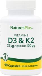 NaturesPlus Vitamin D3 Vitamin K2-1000 IU Vitamin D Supplement with 100 mcg Vitamin K – Bones and Immune System Support - Gluten Free, Vegetarian - 90 Capsules - Image 2