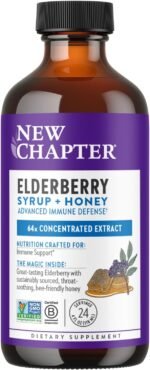 New Chapter Elderberry Syrup, 24 Servings, Immune Defense for Kids (4+) & Adults, 64x Concentrated Black Elderberry + Grade A Honey, No Corn Syrup, Non-GMO, Gluten Free - Image 2