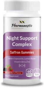 Night Support Complex Vegan & Sugar-Free Gummies (60) - 90 mg Saffron per Gummy- with Calming Chamomile & Lemon Balm, Vitamin B6 & Zinc- 1 Month Supply - Mixed Berry Flavour - Image 2