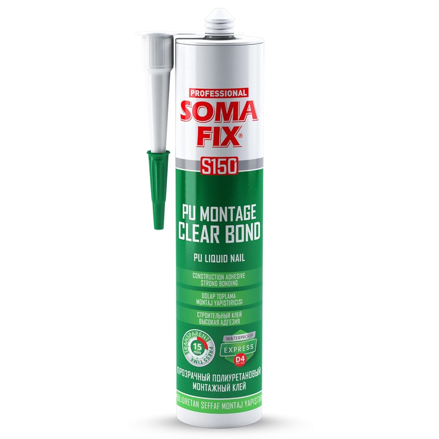 No Nails - Exterior D4 PU Montage Clear Bond, Adhesive for Outdoors, Polyurethane Glue for Brick, Stone, Iron, Steel, PVC - (Heat Resistant & All Weather) 310ML - Image 2