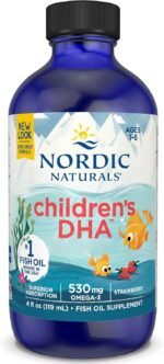 Nordic Naturals, Children's DHA, 530mg Omega-3 from Cod Liver Oil, Strawberry Flavour, with EPA and DHA, 119ml, Soy Free, Gluten Free, Non-GMO - Image 2