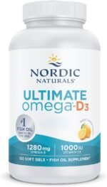 Nordic Naturals, Ultimate Omega-D3, 1280mg Omega-3, with EPA, DHA and Vitamin D3, High Dose, Lemon Flavour, 120 Softgels, Soy Free, Gluten Free, Non GMO - Image 2