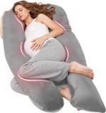Nuliie Pregnancy Pillow for Sleeping, U Shaped Full Body Pillow Pregnancy Pillows, Maternity Pillow Support for Back, Hips, Legs for Pregnant Women, With Washable Velvet Cover (Grey) - Image 2