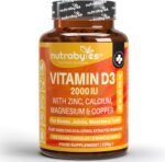 Nutrabytes Vitamin D3 2000iu, 180 Capsules | High Strength Supplement with Zinc, Calcium, Magnesium & Copper | Vegan Vitamins & Minerals to Support Bones, Muscles, Teeth, Energy & Immunity | 3 Months - Image 2