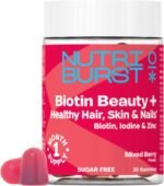 Nutriburst Biotin Beauty - Healthy Hair, Skin & Nails - Vegan Gummies • 2500mcg Biotin with Zinc, Iodine, Vitamins A, C, D3 & E - Mixed Berry Flavour • Sugar Free - Image 2