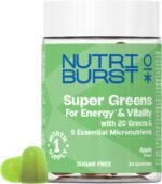 Nutriburst Super Greens - Vegan Gummies for Energy & Immunity - 20 Greens & 5 Vitamins with Lion’s Mane, Turmeric & Green Tea - Apple Flavour - Sugar Free - Image 2