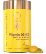 Nutriburst Vitamin D3 (2000IU) + K2 (100µg) - Essential Nutrients to Support Bone Health, Skeletal & Immune Function - Vegan, Sugar Free Supplement - 60 Lemon Gummies - 1 Month Supply - Image 2