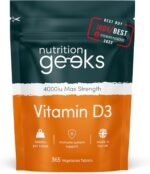 Nutrition Geeks, Vitamin D 4000 iu - 1 Year Supply, 365 Easy-Swallow Tablets Vegetarian D3 iu, High Strength Supplet UK Made VIT & Vitamins Awarded by The Independent - Image 2