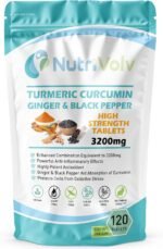Nutrivolv Turmeric Curcumin 3200mg with Ginger & Black Pepper for Enhanced Absorption | High Strength | Organic | Vegan 120 Tablets | Joint Support, Inflammation & Pain Relief - Image 2