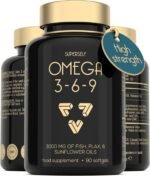 Omega 3 6 9 Capsules - High Strength 3000mg Triple Potency - Premium Fish Oil, Flaxseed & Sunflower Oil - 90 Easy to Swallow Softgel Tablets - EPA DHA ALA Omega 369 Fatty Acids Nutritional Supplements - Image 2