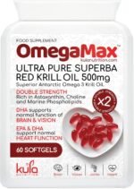 OmegaMax - High Strength Red Krill Oil Capsules 1000mg per Serving - Astaxanthin - Ultra Pure Omega 3 Oil for Heart, Blood Pressure, Vision and Brain Health – Sustainably Sourced - 60 x 500mg Softgels - Image 2