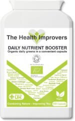 Organic Daily Greens Nutrient Booster with 35 X Superfood Blend Capsules with Digestive Enzymes – Vegan – 100 Tablets - Image 2