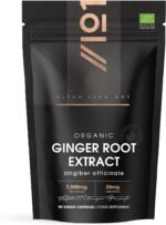 Organic Ginger Extract 7500mg – Standardised 5% Gingerols (25mg) - 90 Vegan Capsules (3 Months Supply) – Resealable and Recyclable Pouch by Alpha01 - Image 2