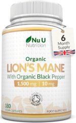 Organic Lions Mane Supplement 1500mg - 180 High Strength Vegan Capsules - 6 Month Supply - Lion’s Mane Mushroom with Organic Black Pepper - Made in The UK - Nu U Nutrition - Image 2