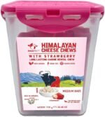 Pawfect Himalayan Cheese Chew Strawberry Bars (Medium, 10-Pack Tub, 750g/26.45oz) – Natural Dental Treats for Dogs – Grain-Free, Antioxidant-Rich Yak Milk Chews - Image 2