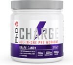 PhD Charge, All in One Pre Workout Powder with Creatine for Women and Men, Rich in Beta Alanine, High Caffeine for pre-Workout, Grape Candy Flavour, 20 Servings Per 300g Bottle - Image 2