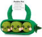 Positive Crochet Plant, Cute Emotional Support Crochet Pea with Positive Energy Card, Unique Emotional Support Gift for Friends, Coworkers, Students, New Graduates, Anxiety Sufferers - Image 2