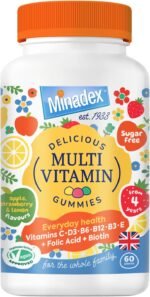 Premium Multivitamin Gummies for Adults & Children - Vitamin C, D2, B6, B12, B3, E, Folic Acid & Biotin, Energy Booster, Immune Support, Apple, Strawberry & Lemon Flavours, Sugar Free, Vegan - Image 2