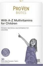 Pro-Ven Probiotics for Children (4-16) A-Z Multivitamins Supplement for Gut Health, Immunity & Energy 2.5 Billion CFU Friendly Bacteria 30 Blackcurrant Chewable Tablets - Image 2