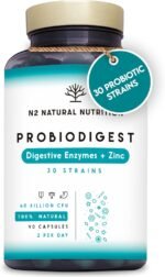 Probiotics Complex 60 Billion UFC, 30 Strains with Digestive Enzymes Plus Prebiotics and Zinc. Bacterial Cultures, Helps Immune System. with lactobacillus. 90 Capsules. CE. N2 Natural Nutrition - Image 2
