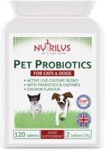 Probiotics For Dogs & Cats - 120 Tablets 2 Billion CFU - For Pets - with Prebiotics & Digestive Enzymes - Chicken Flavour - Gut Bacteria Health - Digestion Support - Image 2