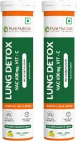 Pure Nutrition Lung Detox Effervescent Tablets, 40 Count (20x2), Lime Lemon Flavour, with NAC 600mg & Vitamin C, Supports Lung Health & Antioxidant Support - Image 2