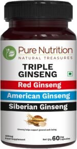 Pure Nutrition Triple Ginseng 650mg | 60 Caps | Supplement for Men and Women | Highly Effective Combination of Red, American and Siberian Ginseng. Non GMO - Image 2