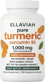 Pure Turmeric Curcumin 95 – 1,000mg 95% Curcuminoids with Bee Propolis, Ginger, Vitamin C & Black Pepper – High Bioavailability – 120 Vegetarian Capsules - Image 2