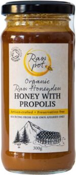 RAW POT - ORGANIC HONEYDEW HONEY WITH PROPOLIS - Natural Raw Pure Unpasteurised Honey Rich in Antioxidants for Immunity Support, Skin, Digestive Health | Smooth and Silky | For Kids And Adults (300g) - Image 2