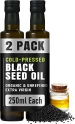 RAWYA Organic Cold-Pressed Black Seed Oil 250ml, Turkish Black Cumin (Kalonji, Nigella Sativa), Unrefined, Rich in Omega-3, 6, 9, Strong Taste for Hair, Skin, Face and Overall Wellness, Pack of 2 - Image 2