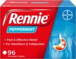 Rennie Peppermint Flavour Antacid, Heartburn and Indigestion Chewable Tablets, 1 Pack of 96 Tablets - Gets to Work in 60 Seconds for Fast and Effective Heartburn Relief - Image 2