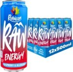 Rubicon RAW 12 Pack Raspberry & Blueberry 500ml Energy Drink, 20% Real Fruit Juice, High caffeine with B-Vitamins, Ginseng & Guarana, No Artificial Colours or Flavours, Reduce Tiredness & Boost Energy - Image 2