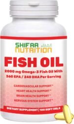 SHIFAA NUTRITION Halal Fish Oil 2000mg Softgels with 360mg EPA & 240mg DHA. 100 Wild Caught & Non-GMO Omega 3 Softgels for Heart & Brain Health. Burpless, Easy-to-Swallow Fish Oil Omega 3 Supplements - Image 2
