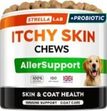 STRELLALAB Allergy Support Chews for Dogs with Omega 3 Fish Oil - Itchy Skin Support Immune Supplement - Skin & Coat Health - Made in UK - Stop Itch & Hot Spots - Pork Flavor - 180ct - Image 2
