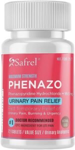 Safrel Urinary Pain Relief | UTI Relief | Fast Acting | Bladder Discomfort & Pain Relief | Phenazopyridine Hydrochloride 99.5mg (72 Count (Pack of 1)) - Image 2