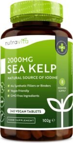 Sea Kelp 2000mg - Natural Source of Iodine - Normal Cognitive Function, Energy Yielding Metabolism, Nervous System Function, Skin and Production of Thyroid Hormones - 8 Month Supply - Nutravita - Image 2