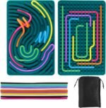 Sensory Activity Board with 20 Silicone Strings for Stress Relief Calming Fidget Sensory Fidget Board with Storage Bag Motor Skill Development Focus ADHD Autism Support Learning Boards Sensory - Image 2
