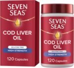 Seven Seas Cod Liver Oil High Strength Gelatine Free Omega-3 Fish Oil and Vitamin D, 120 Capsules - Image 2