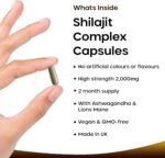 Shilajit Complex - Himilayan Shilajit enriched with Ashwagandha & Lions Mane, High Strength 2000mg Shilajit Complex Capsules with 60% Fulvic Acid - 2 Months Supply Made in The UK by New Leaf - Image 2